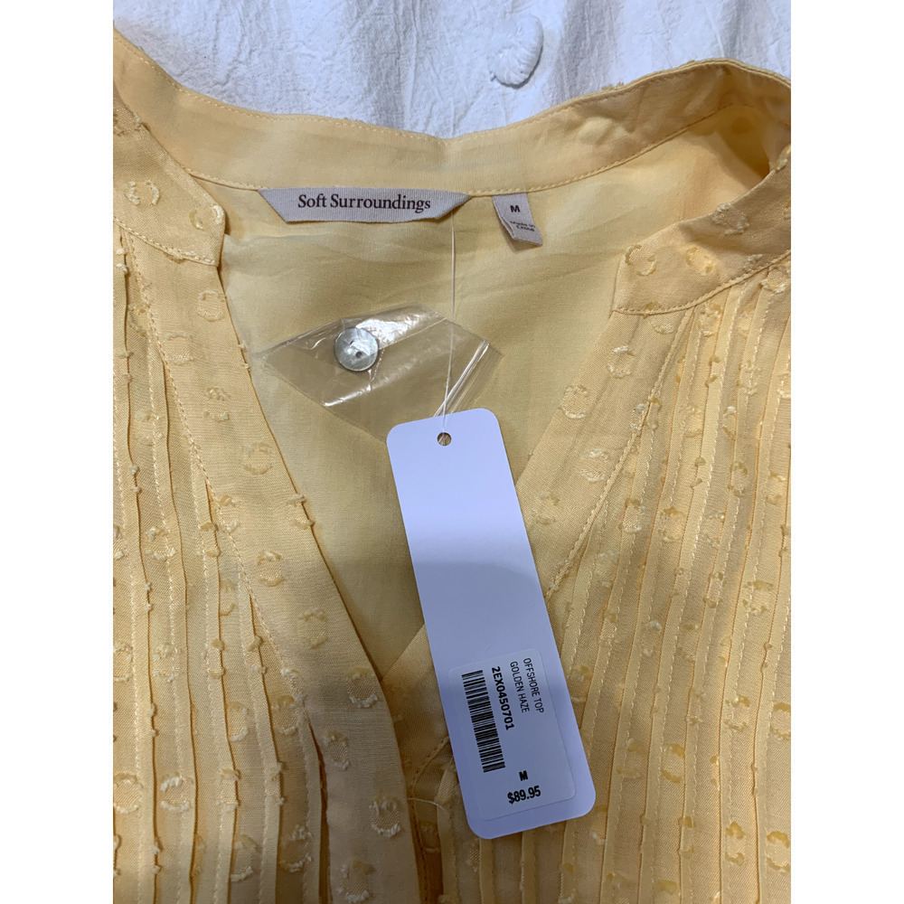 Soft Surroundings Golden Haze Seika Shirt Medium Pullover Collarless Resort NWT - Picture 6 of 7